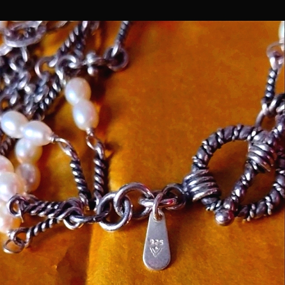 Bridal Art Nouveau Pearl  .925 Sterling Silver Cho - Picture 10 of 10